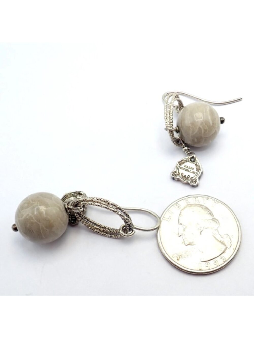 Rare! Mario Buccellati Free Time Silver Oval River Stone Earrings - Picture 5 of 8